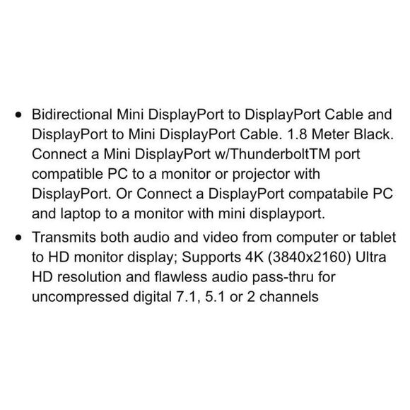 BENFEI New Mini DisplayPort to DisplayPort Cable 2 Pack, Mini DP Male To Male - Picture 7 of 9